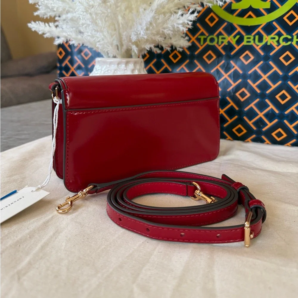 New, authentic tory burch Emerson patent mini crossbody red - Picture 5 of 13